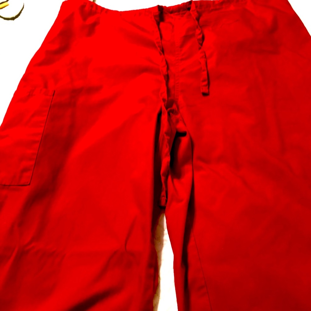 Red scrub pants